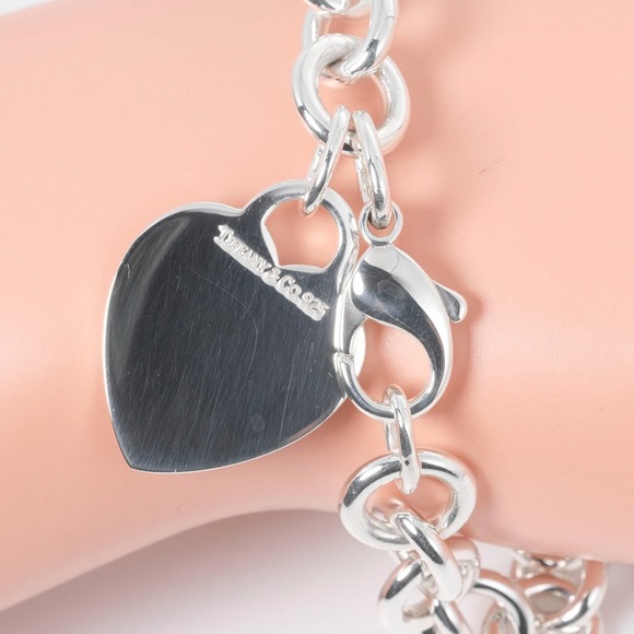 TIFFANY Return Toe Heart Tag Bracelet Silver 925 &Co. Women's - Picture 3 of 5